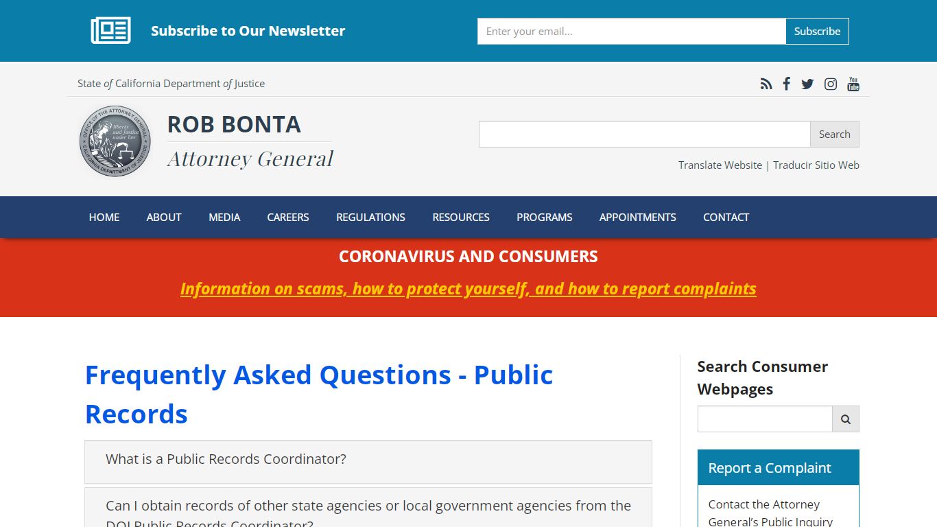 Public Records - Attorney General of California